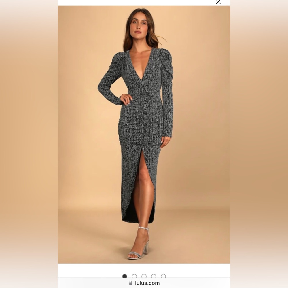 Lulu’s Metallic silver midi dress